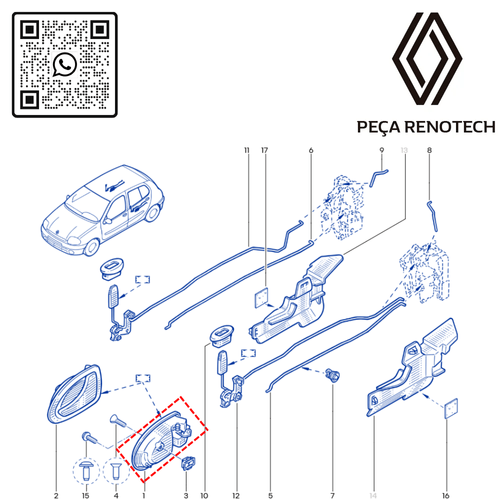 RN 678054 8200678054 PUXADOR INT. ESQ. DA PORTA CLIO II CINZA - 4